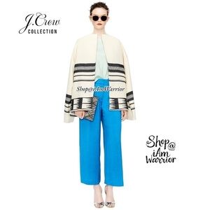 J.Crew Collection NWT electric blue linen blend wide leg crop pants *iamwarrior